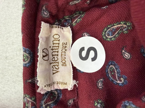 1975 VALENTINO SHIRT VINTAGE BORDEAUX WOMEN PRE OWNED S