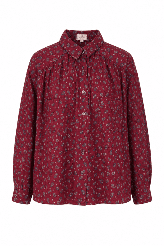 1975 VALENTINO SHIRT VINTAGE BORDEAUX WOMEN PRE OWNED S