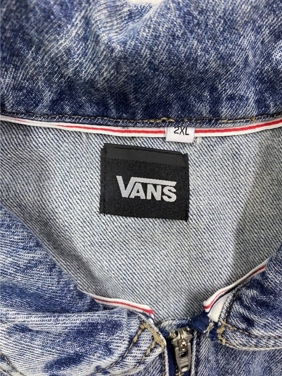 VANS Tuta intera in denim con logo vintage acid wash blu unisex 2XL