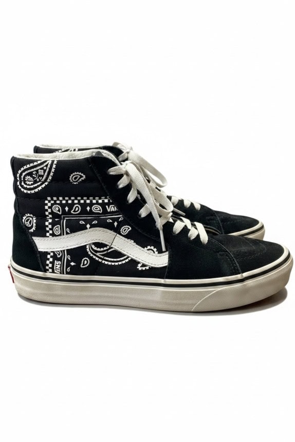 VANS HIGH TOP SNEAKERS SKATE GRAPHIC BLACK WHITE UNISEX PRE OWNED EU 38