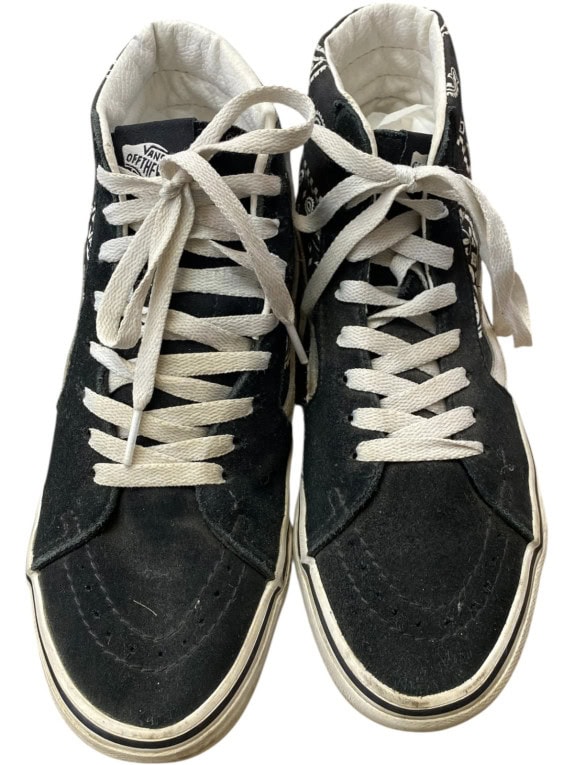 VANS HIGH TOP SNEAKERS SKATE GRAPHIC BLACK WHITE UNISEX PRE OWNED EU 38