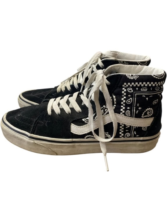 VANS HIGH TOP SNEAKERS SKATE GRAPHIC BLACK WHITE UNISEX PRE OWNED EU 38