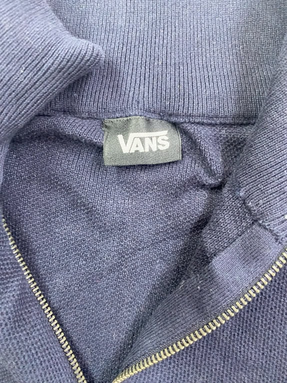 Vans Μπλε Σκούρα Πλεκτή Μπλούζα με Μισό Φερμουάρ Ανδρική XXL