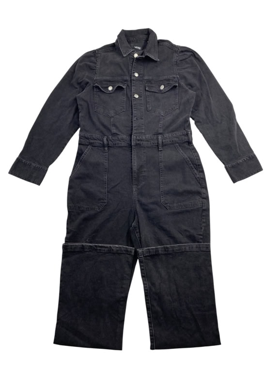 VANS Ολόσωμη Τζιν Φόρμα (Jumpsuit) CASUAL Λογότυπο Μαύρο/Ανθρακί Γυναικείο L/XL