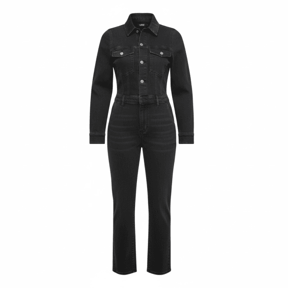 VANS Ολόσωμη Τζιν Φόρμα (Jumpsuit) CASUAL Λογότυπο Μαύρο/Ανθρακί Γυναικείο L/XL
