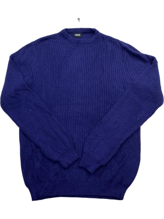 VANS Ribbed Knit Sweater Logo Label Purple-Blue Men's L