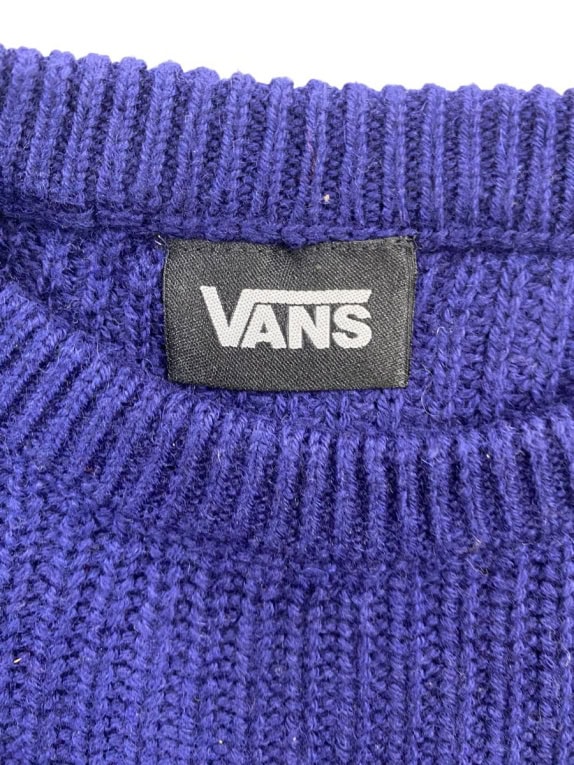 VANS Πλεκτή Μπλούζα Vintage Υφή Μικρό Λογότυπο Μπλε Ανδρικό L