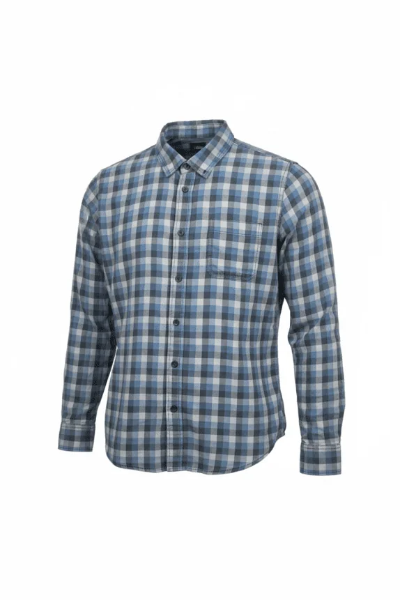 VANS ΠΟΥΚΑΜΙΣΟ ΚΑΡΟ TAILORED FIT LOGO ΜΠΛΕ/ΓΚΡΙ ΑΝΔΡΙΚΟ L