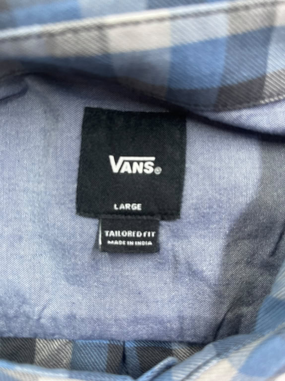 VANS CAMICIA A QUADRI TAILORED FIT LOGO BLU/GRIGIO DA UOMO L