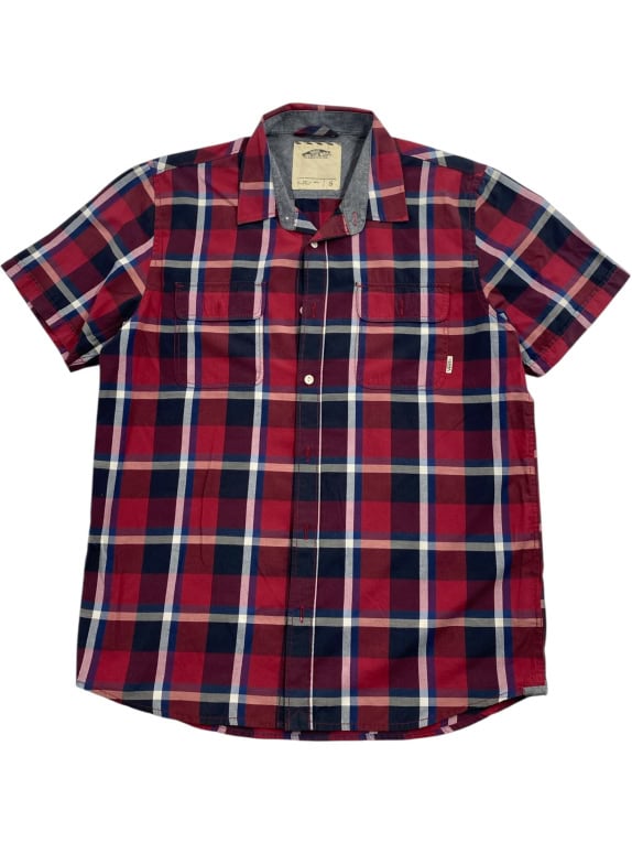 VANS ΠΟΥΚΑΜΙΣΟ ΚΟΝΤΟΜΑΝΙΚΟ CHECKED STYLE ΜΕ ΔΙΠΛΕΣ ΤΣΕΠΕΣ ΚΟΚΚΙΝΟ/ΜΠΛΕ ΑΝΔΡΙΚΟ SMALL