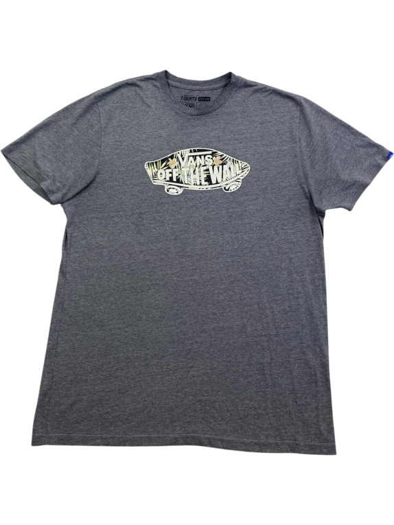 VANS T-SHIRT CASUAL LOGO PRINT "OFF THE WALL" ΓΚΡΙ UNISEX XL