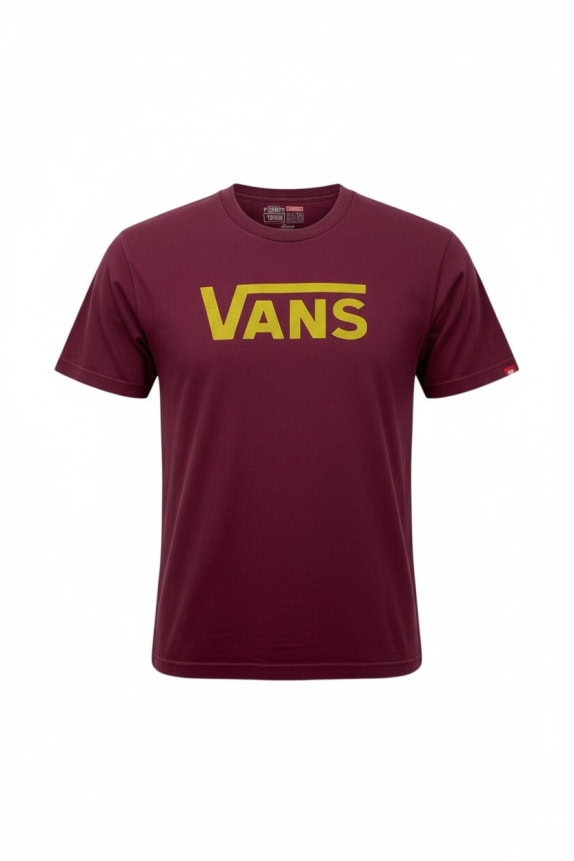 VANS T-SHIRT CASUAL CON GRANDE LOGO BORDEAUX DA UOMO LARGE