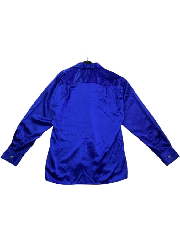 VERSACE CLASSIC V2 VINTAGE SHIRT EMBROIDERED LOGO ROYAL BLUE WOMEN'S L