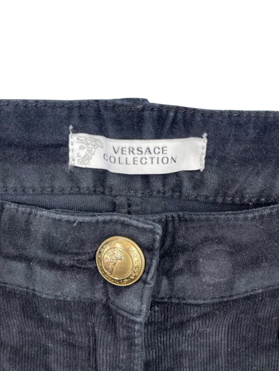 Versace Collection Παντελόνι Velvet Slim Minimal Μαύρο Γυναικείο S