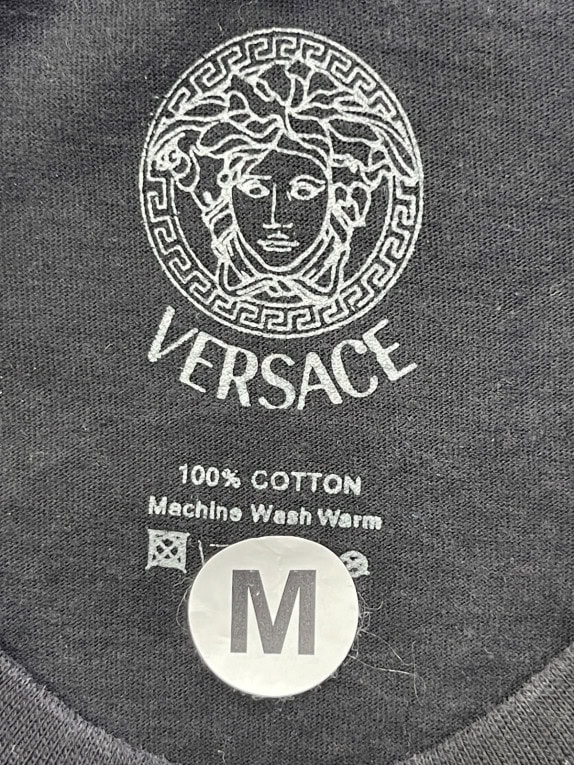 VERSACE GRAPHIC TEE MINIMAL BLACK MEN PRE OWNED M