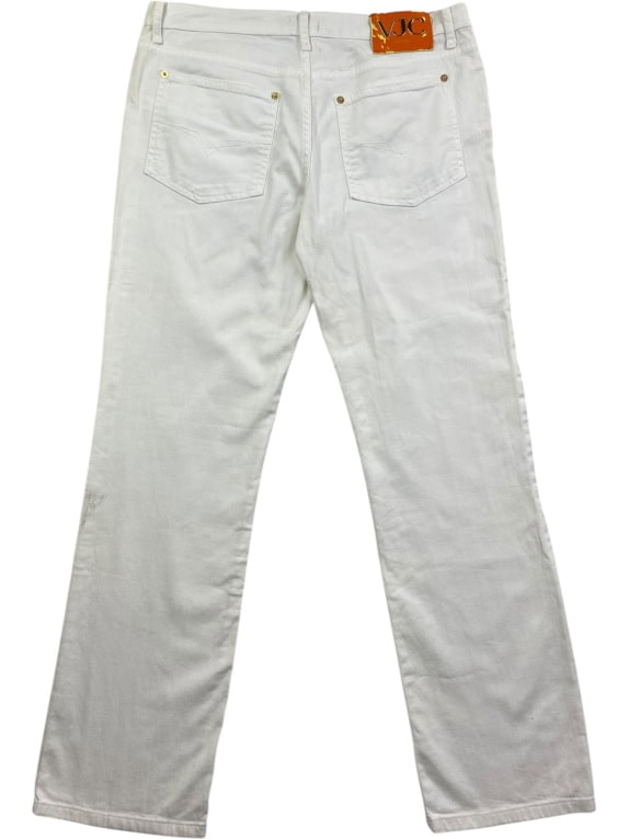 VERSACE JEANS COUTURE pantaloni vintage con logo metallico bianco da donna M