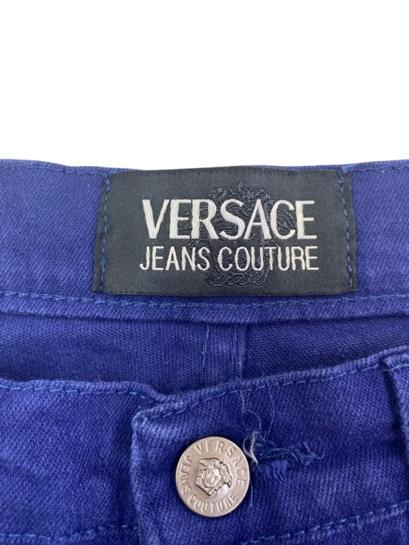 VERSACE JEANS COUTURE jeans vintage con logo blu da donna S/M