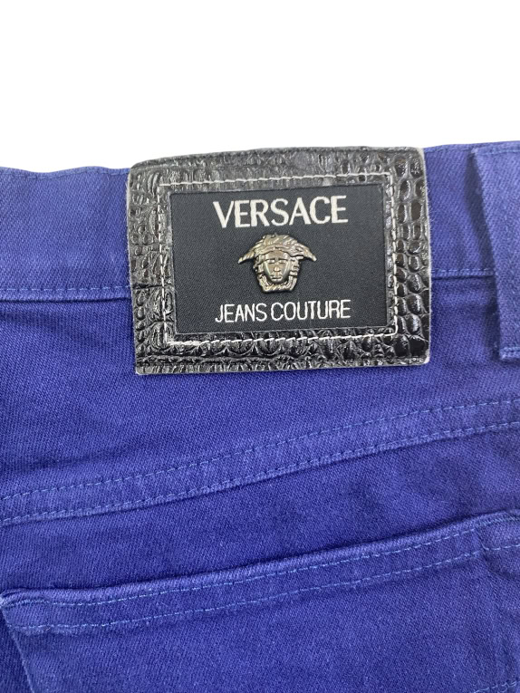 VERSACE JEANS COUTURE jeans vintage con logo blu da donna S/M