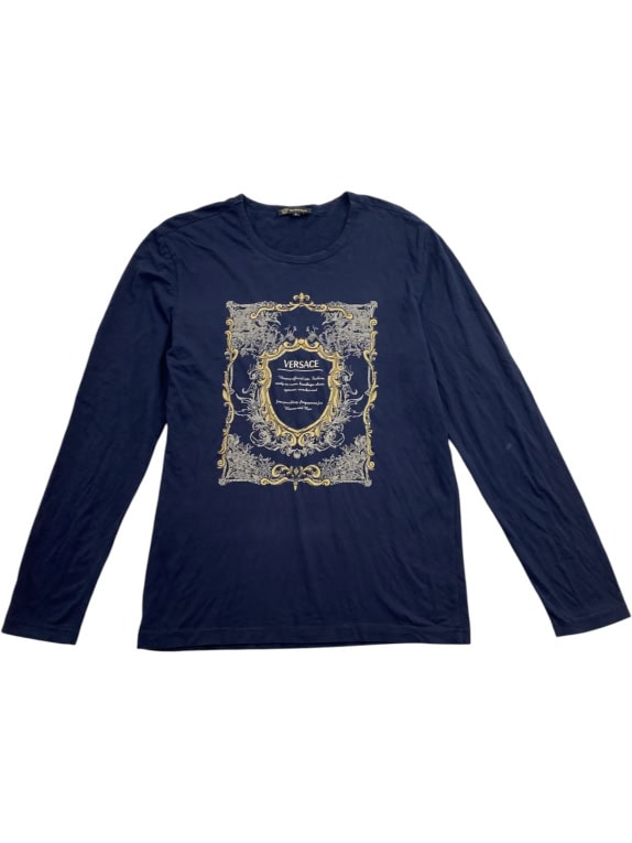 VERSACE ΜΠΛΟΥΖΑ ΜΑΚΡΥΜΑΝΙΚΗ VINTAGE LOGO PRINT ΜΠΛΕ L