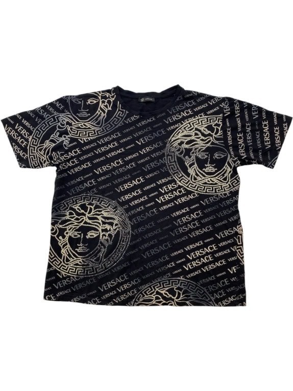 VERSACE T SHIRT GRAPHIC BLACK MENS PRE OWNED XL
