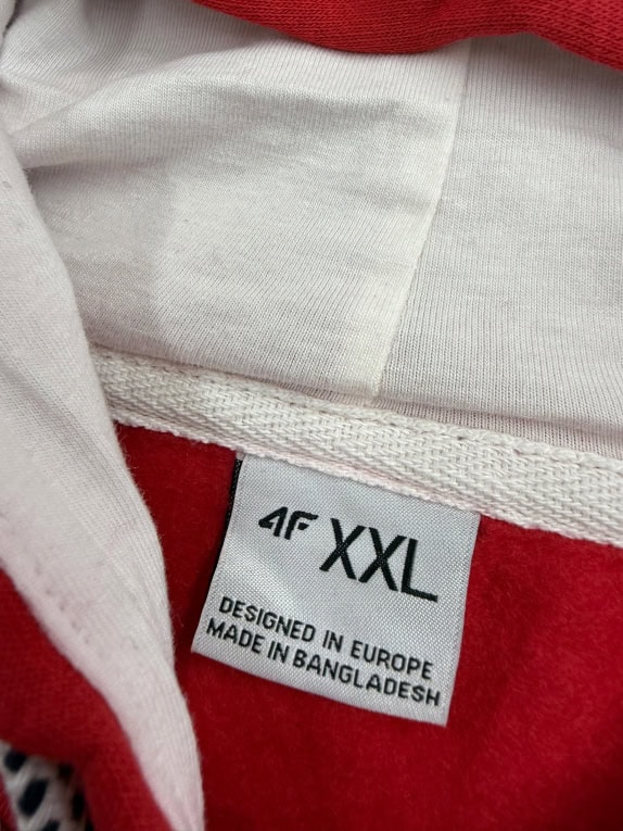 VINTAGE 4F ATHLETIC GARMENTS HOODIE LOGO RED MEN'S XXL