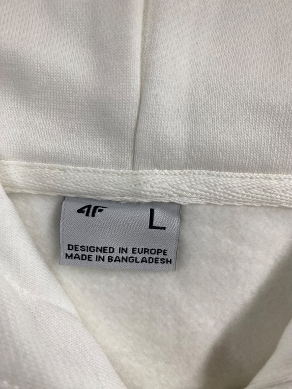 VINTAGE 4F GIACCA FELPA CON CAPPUCCIO NEVER MIND BIANCO UOMO L/XL
