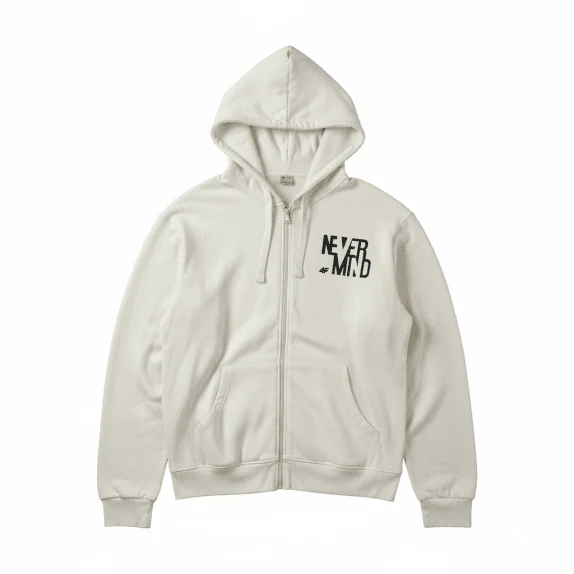 VINTAGE 4F ZIP UP HOODIE LOGO PRINT WHITE MEN'S L/XL