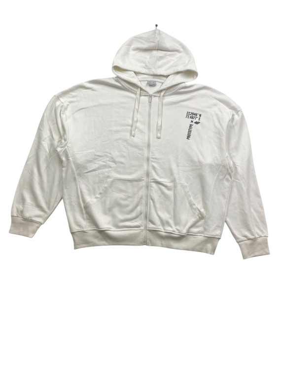 VINTAGE 4F GIACCA CON CAPPUCCIO STAMPA LOGO BIANCO UOMO L/XL