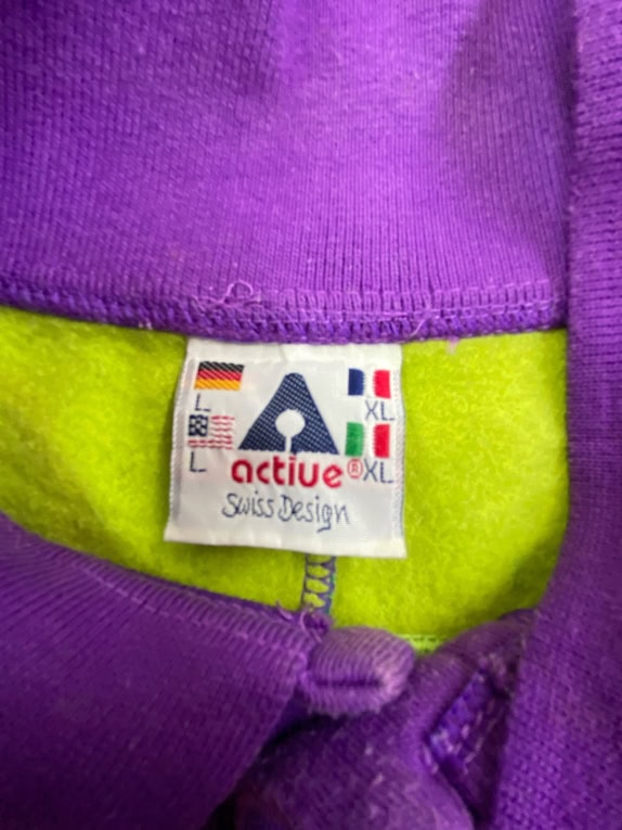 Vintage Active Swiss Design Tracksuit Μωβ/Πράσινο Set 90s Size L