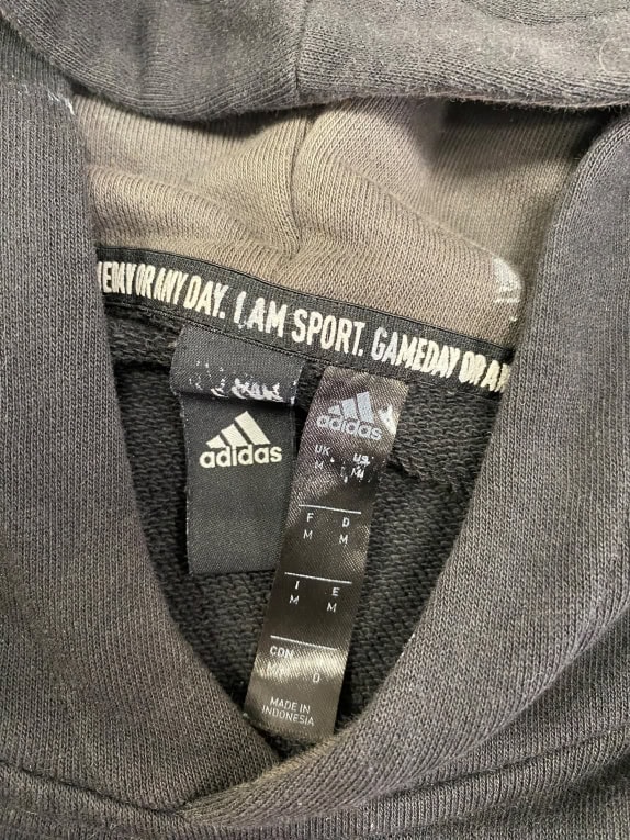 FELPA CON CAPPUCCIO VINTAGE ADIDAS CON STAMPA LOGO NERA DA UOMO M