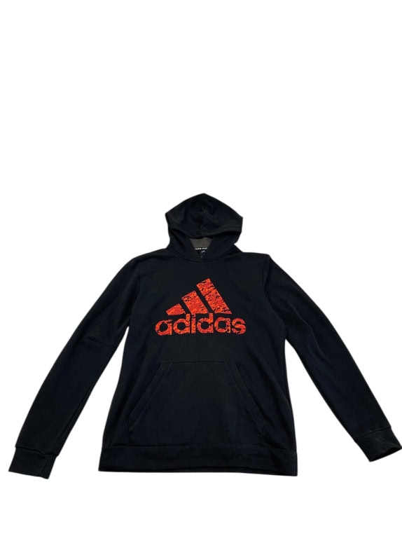 FELPA CON CAPPUCCIO VINTAGE ADIDAS CON STAMPA LOGO NERA DA UOMO M