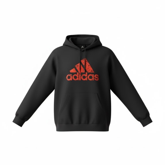 FELPA CON CAPPUCCIO VINTAGE ADIDAS CON STAMPA LOGO NERA DA UOMO M
