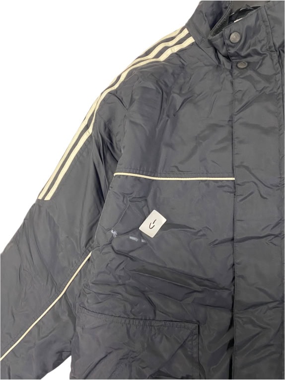 VINTAGE ADIDAS THREE STRIPE JACKET WITH LOGO BLACK MENS L