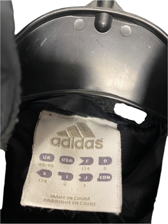 VINTAGE ADIDAS THREE STRIPE JACKET WITH LOGO BLACK MENS L