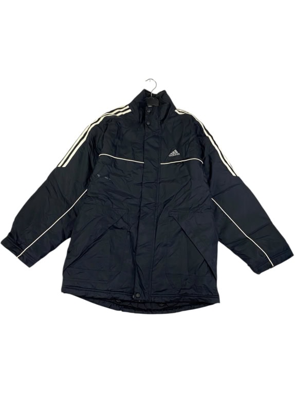 VINTAGE ADIDAS THREE STRIPE JACKET WITH LOGO BLACK MENS L