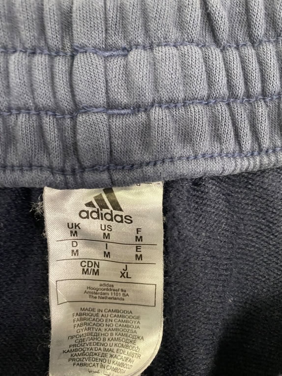 Pantaloni della tuta vintage Adidas da uomo blu scuro con logo ricamato M