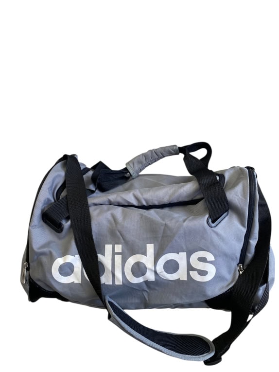 VINTAGE ADIDAS DUFFEL GYM BAG WITH LOGO GREY UNISEX ONE SIZE
