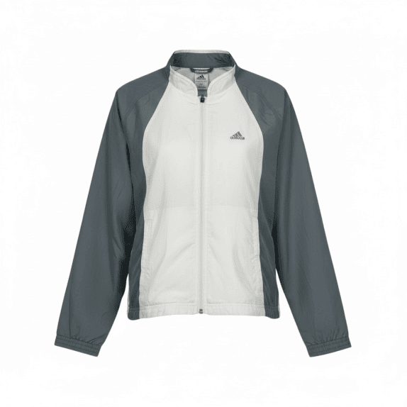 VINTAGE ADIDAS WINDBREAKER ΜΠΟΥΦΑΝ ΓΚΡΙ-ΛΕΥΚΟ ΓΥΝΑΙΚΕΙΟ M