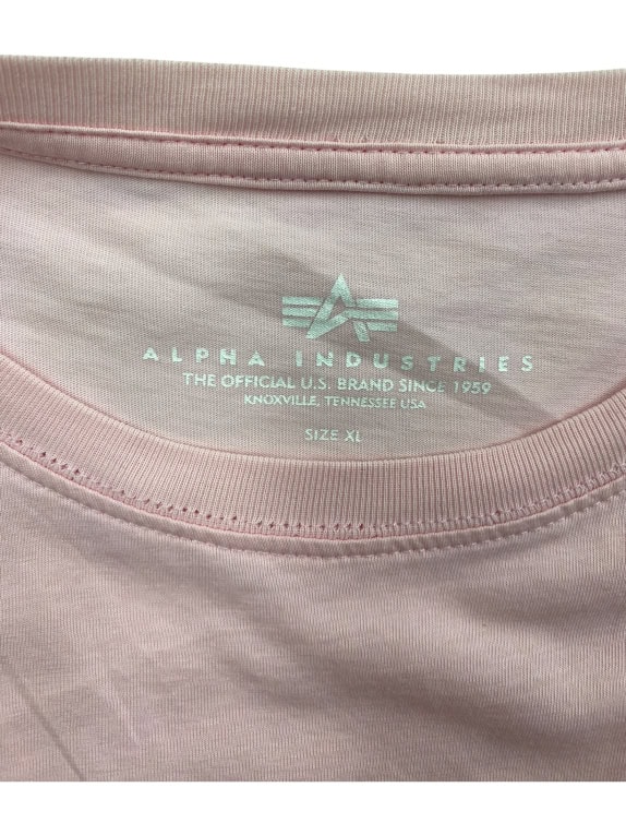VINTAGE ALPHA INDUSTRIES T-SHIRT CON LOGO ROSA DA UOMO XL