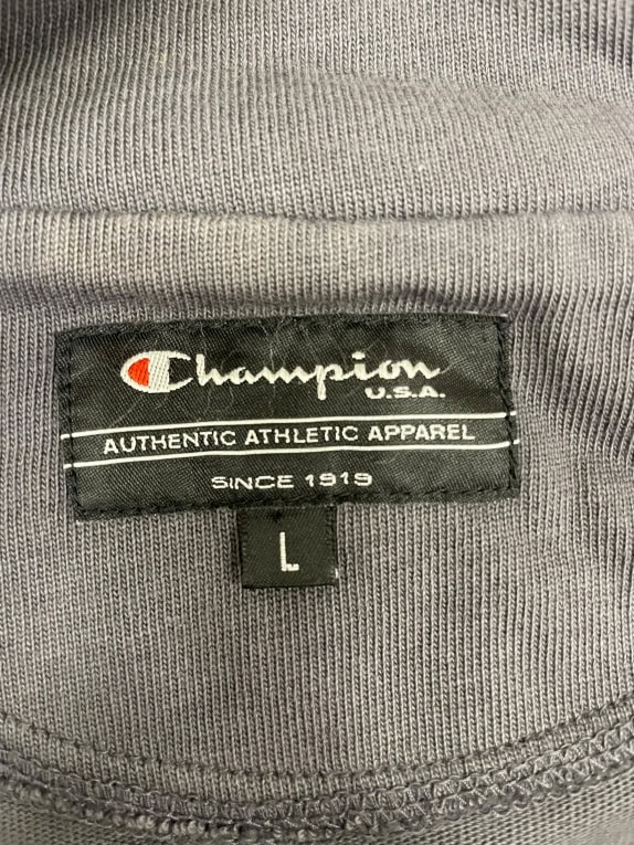 VINTAGE UOMO CHAMPION TOP/GIACCA A MANICHE LUNGHE GRIGIO TAGLIA L