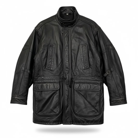 VINTAGE MEN'S MULTI-POCKET LEATHER JACKET M/L