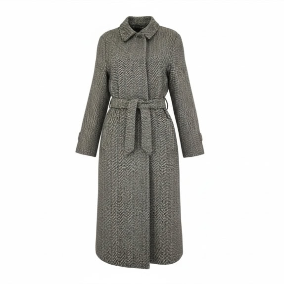 VINTAGE ΑΝΔΡΙΚΟ ΠΑΛΤΟ ΜΕ ΖΩΝΗ HERRINGBONE L