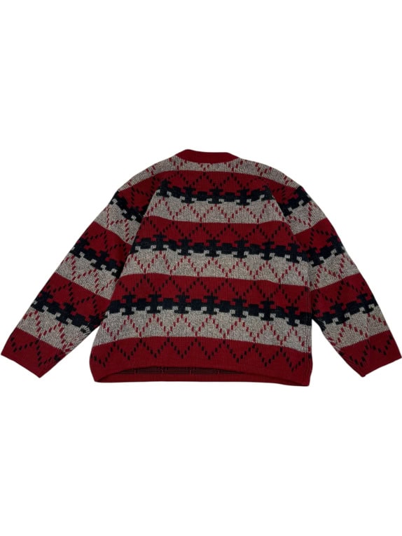 VINTAGE Men's Knit Fair Isle Sweater Invicta Red XL
