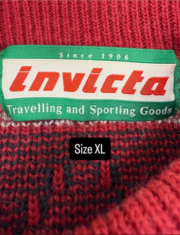 VINTAGE Men's Knit Fair Isle Sweater Invicta Red XL