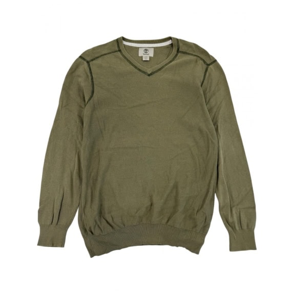 VINTAGE Ανδρικό Πλεκτό Πουλόβερ V-Neck Timberland Λαδί M