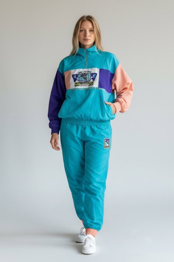 Vintage Aquatic Sportswear Tracksuit Colorblock 90s