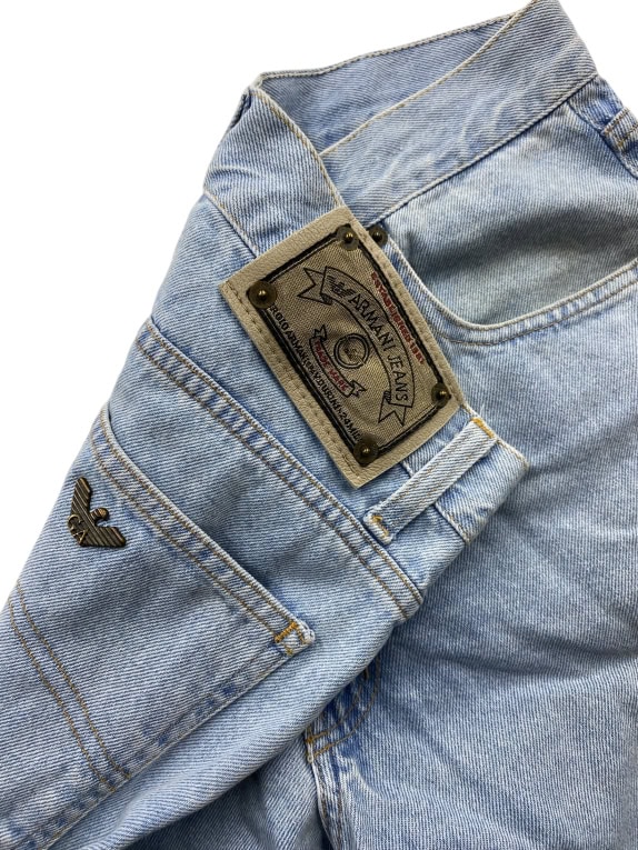 VINTAGE ARMANI JEANS ΠΑΝΤΕΛΟΝΙ DENIM ΙΣΙΑ ΓΡΑΜΜΗ ΓΑΛΑΖΙΟ ΓΥΝΑΙΚΕΙΟ XS S