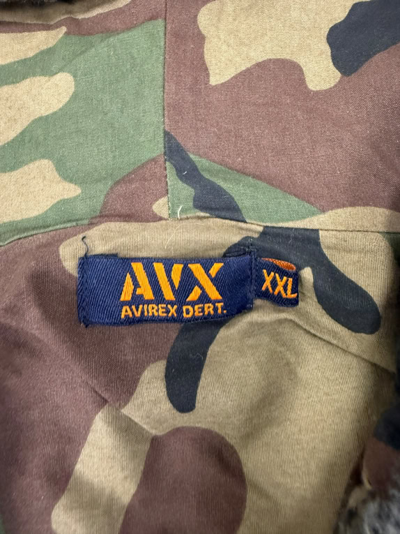 VINTAGE AVIREX DERT GIACCA/MAGLIONE LAVORATO A MAGLIA CON CAPPUCCIO KHAKI