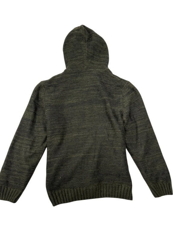 VINTAGE AVIREX DERT GIACCA/MAGLIONE LAVORATO A MAGLIA CON CAPPUCCIO KHAKI