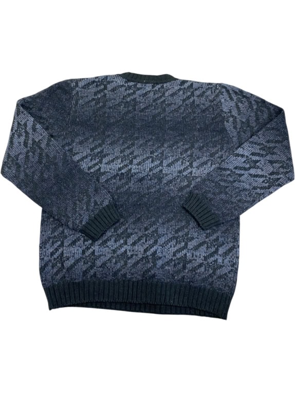 VINTAGE BEST COMPANY maglione lavorato a maglia motivo blu da uomo L
